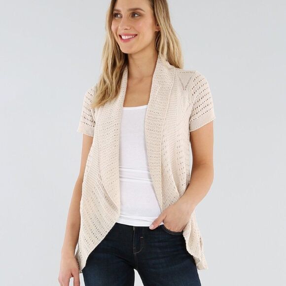 GUILTY Open Cocoon Pointelle Knit Cardigan Size Small - Picture 7 of 7